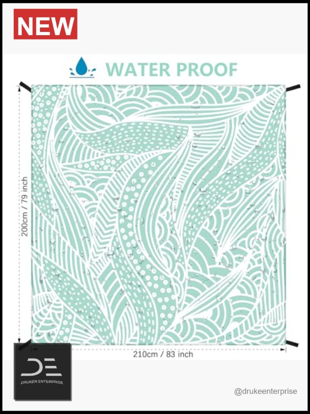 Waterproof Sandproof Beach Blanket for 2-4 Adults Quick Drying Outdoor Picnic - Picture 3 of 6